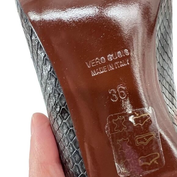 Revolve Hazy Albany Mule Ayers Degrade Gray Snakeskin Print Pointed Toe Heels 5 - Picture 3 of 7